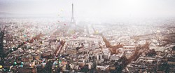 Balloons Over Paris by David Drebin - C-Type Print with Diamond Dust sized 60x25 inches. Available from Whitewall Galleries